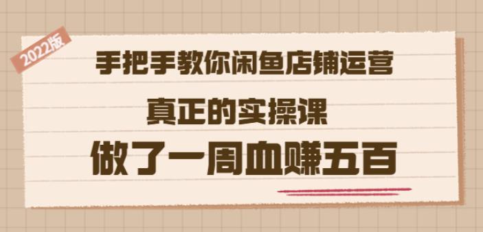 2022版《手把手教你闲鱼店铺运营》真正的实操课做了一周血赚五百(16节课)泓锦前程-网创项目资源站-副业项目-创业项目-搞钱项目泓锦前程