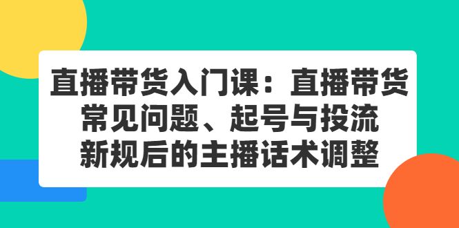 直播带货入门课：直播带货常见问题、起号与投流、新规后的主播话术调整泓锦前程-网创项目资源站-副业项目-创业项目-搞钱项目泓锦前程