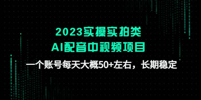 2023实操实拍类AI配音中视频项目，一个账号每天大概50+左右，长期稳定泓锦前程-网创项目资源站-副业项目-创业项目-搞钱项目泓锦前程