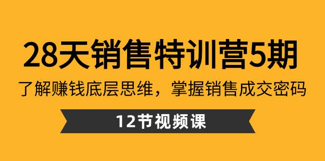 28天·销售特训营5期：了解赚钱底层思维，掌握销售成交密码（12节课）泓锦前程-网创项目资源站-副业项目-创业项目-搞钱项目泓锦前程
