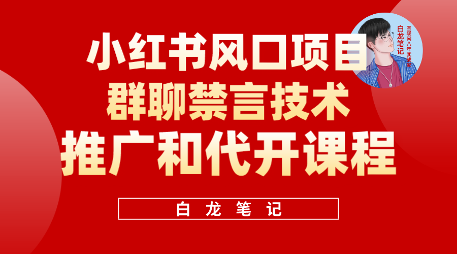 小红书风口项目日入300+，小红书群聊禁言技术代开项目，适合新手操作泓锦前程-网创项目资源站-副业项目-创业项目-搞钱项目泓锦前程