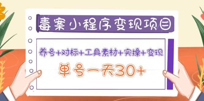 毒案小程序变现项目：养号+对标+工具素材+实操+变现泓锦前程-网创项目资源站-副业项目-创业项目-搞钱项目泓锦前程