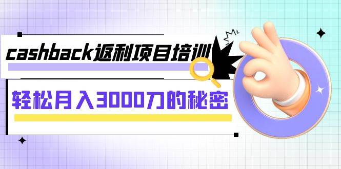 cashback返利项目培训：轻松月入3000刀的秘密（8节课）泓锦前程-网创项目资源站-副业项目-创业项目-搞钱项目泓锦前程