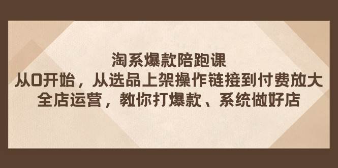 淘系爆款陪跑课 从选品上架操作链接到付费放大 全店运营 打爆款 系统做好店泓锦前程-网创项目资源站-副业项目-创业项目-搞钱项目泓锦前程