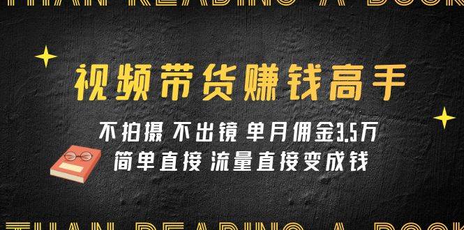 视频带货赚钱高手课程：不拍摄 不出镜 单月佣金3.5w 简单直接 流量直接变钱泓锦前程-网创项目资源站-副业项目-创业项目-搞钱项目泓锦前程