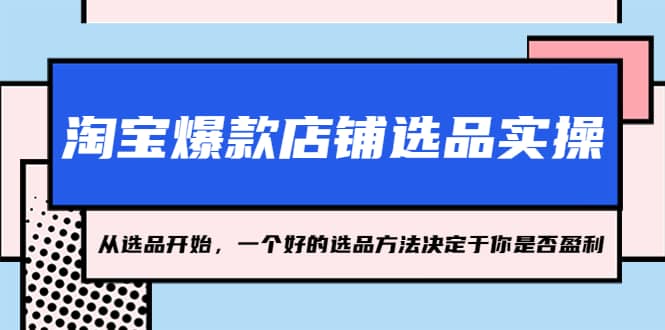 淘宝爆款店铺选品实操，2023从选品开始，一个好的选品方法决定于你是否盈利泓锦前程-网创项目资源站-副业项目-创业项目-搞钱项目泓锦前程