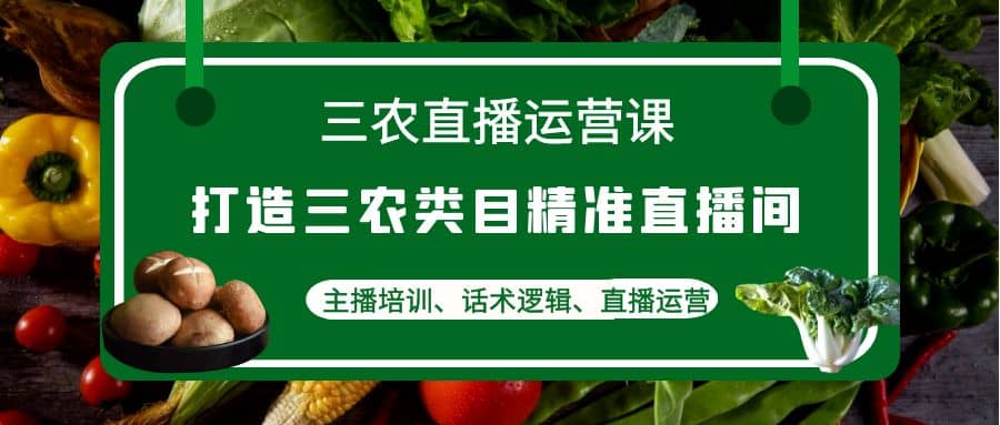 三农直播运营课：打造三农类目精准直播间，主播培训、话术逻辑、直播运营泓锦前程-网创项目资源站-副业项目-创业项目-搞钱项目泓锦前程