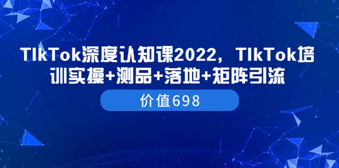 TIkTok深度认知课2022，TIkTok培训实操+测品+落地+矩阵引流（价值698）泓锦前程-网创项目资源站-副业项目-创业项目-搞钱项目泓锦前程