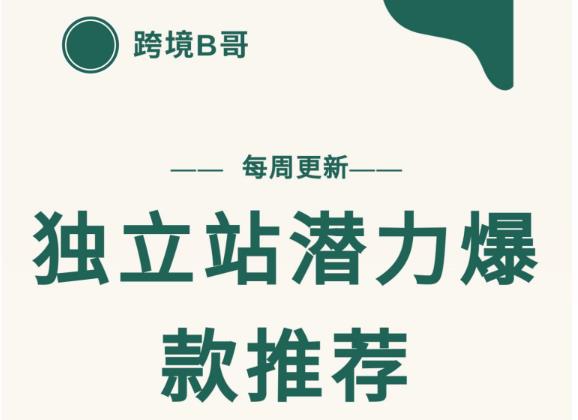 【跨境B哥】独立站潜力爆款选品推荐，测款出单率高达百分之80（每周更新）泓锦前程-网创项目资源站-副业项目-创业项目-搞钱项目泓锦前程