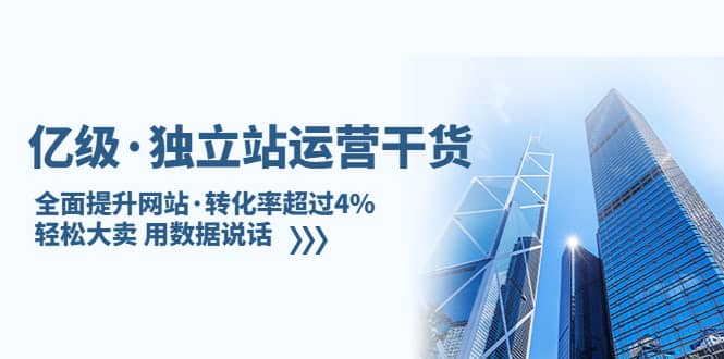 独立站运营干货：全面提升网站·转化率超过4%，轻松大卖 用数据说话泓锦前程-网创项目资源站-副业项目-创业项目-搞钱项目泓锦前程