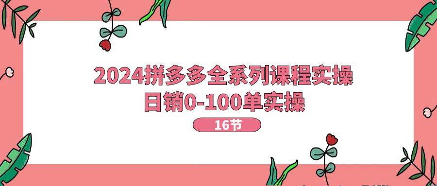 2024拼多多全系列课程实操，日销0-100单实操【16节课】泓锦前程-网创项目资源站-副业项目-创业项目-搞钱项目泓锦前程