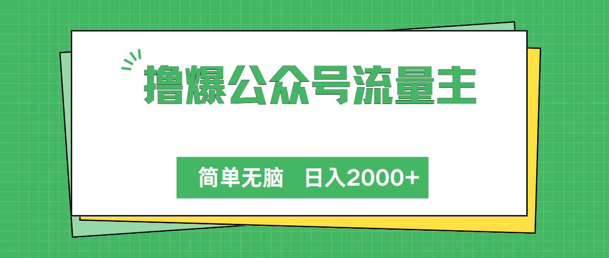 撸爆公众号流量主，简单无脑，单日变现2000+泓锦前程-网创项目资源站-副业项目-创业项目-搞钱项目泓锦前程