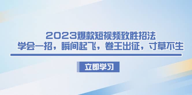 2023爆款短视频致胜招法，学会一招，瞬间起飞，卷王出征，寸草不生泓锦前程-网创项目资源站-副业项目-创业项目-搞钱项目泓锦前程