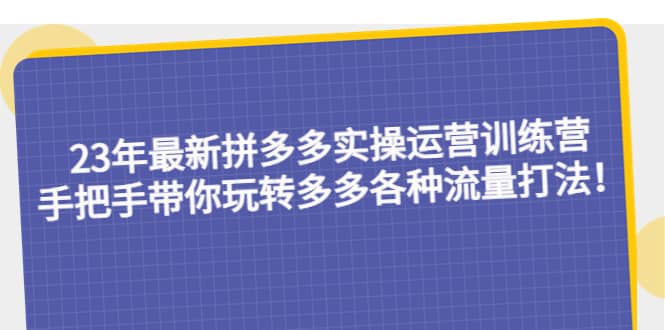 23年最新拼多多实操运营训练营：手把手带你玩转多多各种流量打法！泓锦前程-网创项目资源站-副业项目-创业项目-搞钱项目泓锦前程