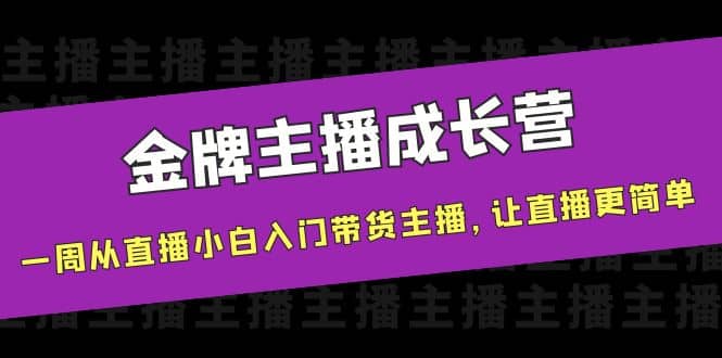 金牌主播成长营，一周从直播小白入门带货主播，让直播更简单泓锦前程-网创项目资源站-副业项目-创业项目-搞钱项目泓锦前程