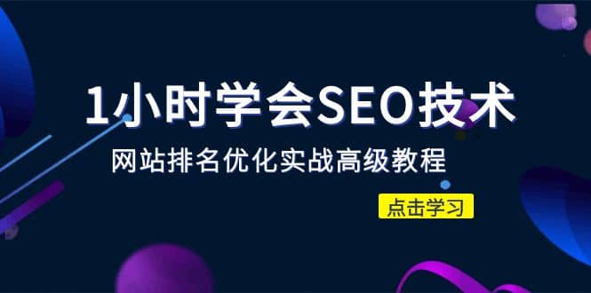 1小时学会SEO技术 网站排名优化实战高级教程-秒杀市面95%收费几千的SEO教程泓锦前程-网创项目资源站-副业项目-创业项目-搞钱项目泓锦前程
