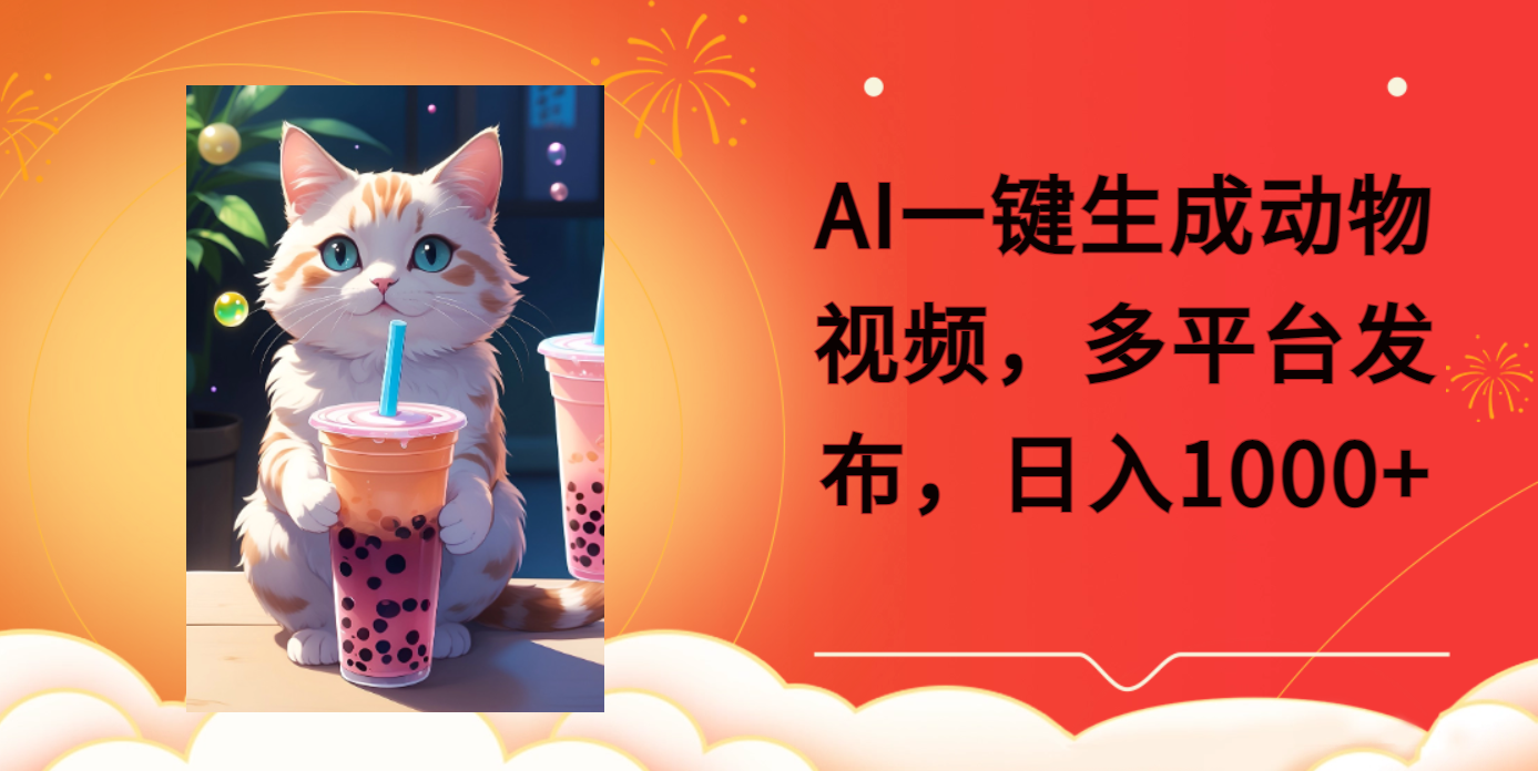 AI一键生成动物搞笑视频，多平台发布，轻松破千万播放，日入2000+泓锦前程-网创项目资源站-副业项目-创业项目-搞钱项目泓锦前程
