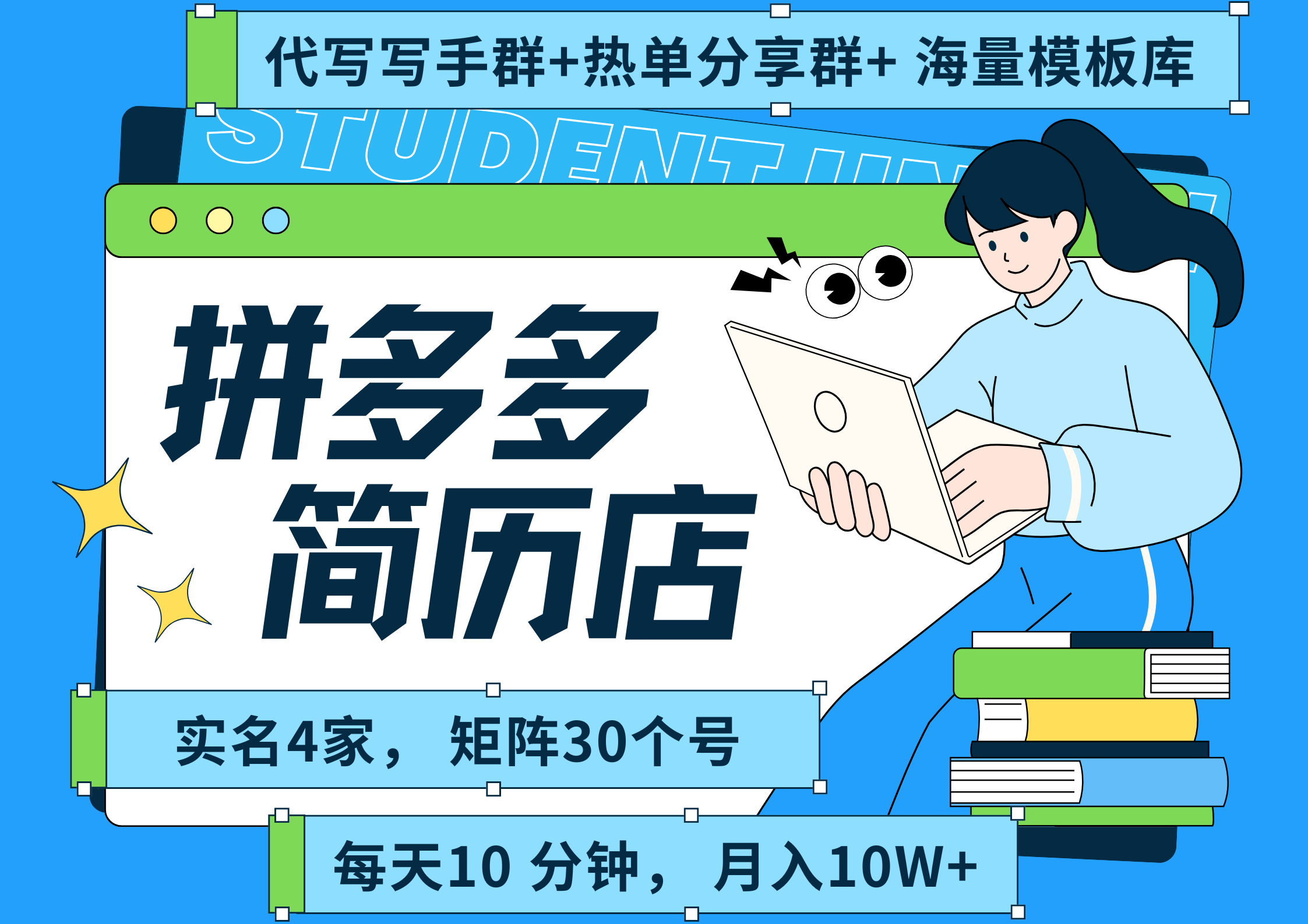 拼多多 虚拟资料 简历 海报代写 全SOP流程 毫无保留分享（含后端资料以及代写渠道）每天十分钟 每人实名四个店  矩阵30个账号  轻轻松松 月入10W泓锦前程-网创项目资源站-副业项目-创业项目-搞钱项目泓锦前程