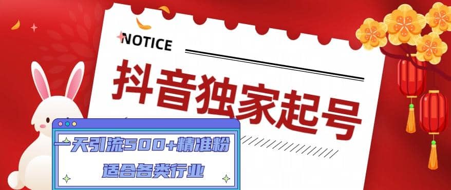 抖音独家起号，适合各类行业（9节视频课）泓锦前程-网创项目资源站-副业项目-创业项目-搞钱项目泓锦前程