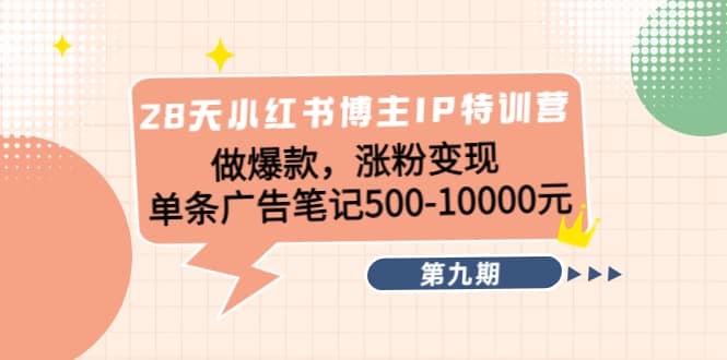 28天小红书博主IP特训营《第9期》泓锦前程-网创项目资源站-副业项目-创业项目-搞钱项目泓锦前程