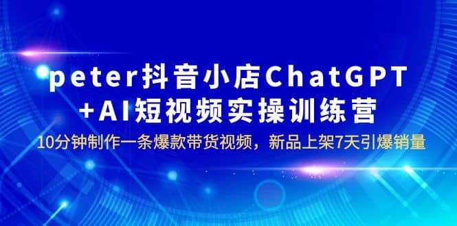 peter抖音小店ChatGPT+AI短视频实训 10分钟做一条爆款带货视频 7天引爆销量泓锦前程-网创项目资源站-副业项目-创业项目-搞钱项目泓锦前程