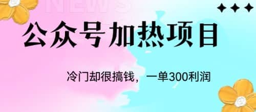 冷门公众号加热项目，一单利润300+泓锦前程-网创项目资源站-副业项目-创业项目-搞钱项目泓锦前程