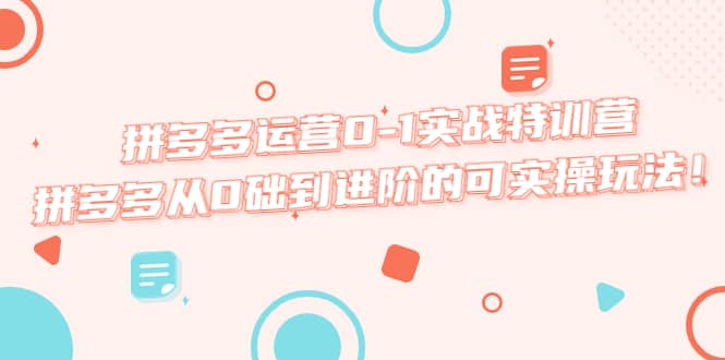 拼多多运营0-1实战特训营，拼多多从0础到进阶的可实操玩法泓锦前程-网创项目资源站-副业项目-创业项目-搞钱项目泓锦前程