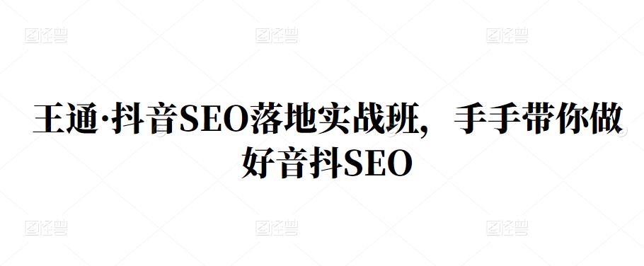 王通·抖音SEO落地实战班，手‬手带你做好音抖‬‬SEO泓锦前程-网创项目资源站-副业项目-创业项目-搞钱项目泓锦前程