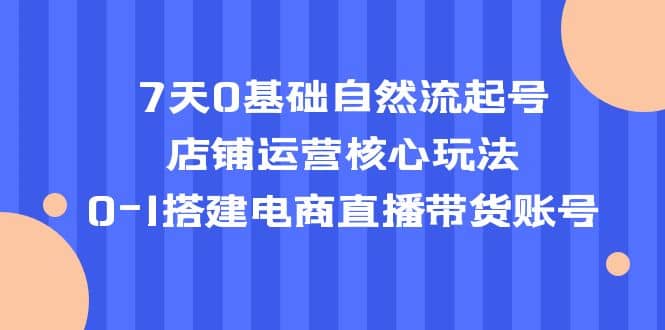 7天0基础自然流起号，店铺运营核心玩法，0-1搭建电商直播带货账号泓锦前程-网创项目资源站-副业项目-创业项目-搞钱项目泓锦前程