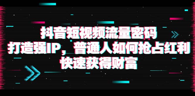 抖音短视频流量密码：打造强IP，普通人如何抢占红利，快速获得财富泓锦前程-网创项目资源站-副业项目-创业项目-搞钱项目泓锦前程
