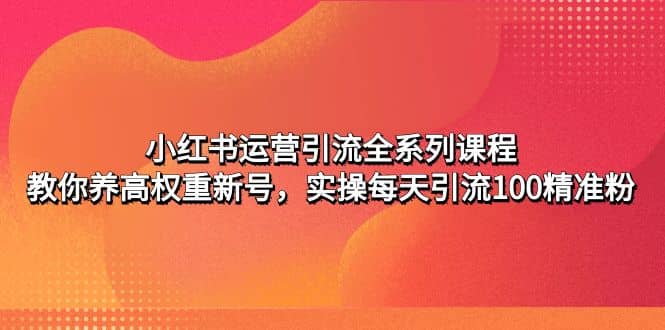 小红书运营引流全系列课程：教你养高权重新号泓锦前程-网创项目资源站-副业项目-创业项目-搞钱项目泓锦前程