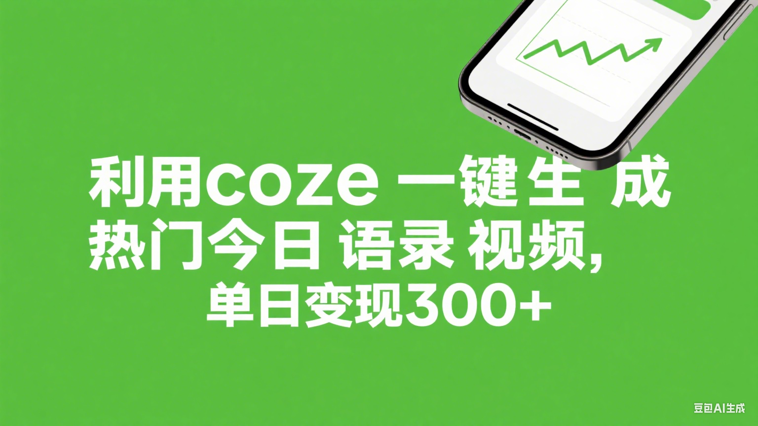利用coze一键生成热门今日语录视频，单日变现300+泓锦前程-网创项目资源站-副业项目-创业项目-搞钱项目泓锦前程