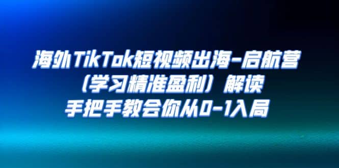 海外TikTok短视频出海-启航营（学习精准盈利）解读，手把手教会你从0-1入局泓锦前程-网创项目资源站-副业项目-创业项目-搞钱项目泓锦前程