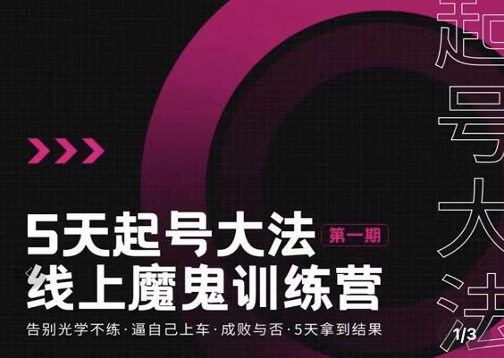 五天起号魔鬼训练营，告别光学不练，逼自己上车，成败与否，5天拿到结果泓锦前程-网创项目资源站-副业项目-创业项目-搞钱项目泓锦前程
