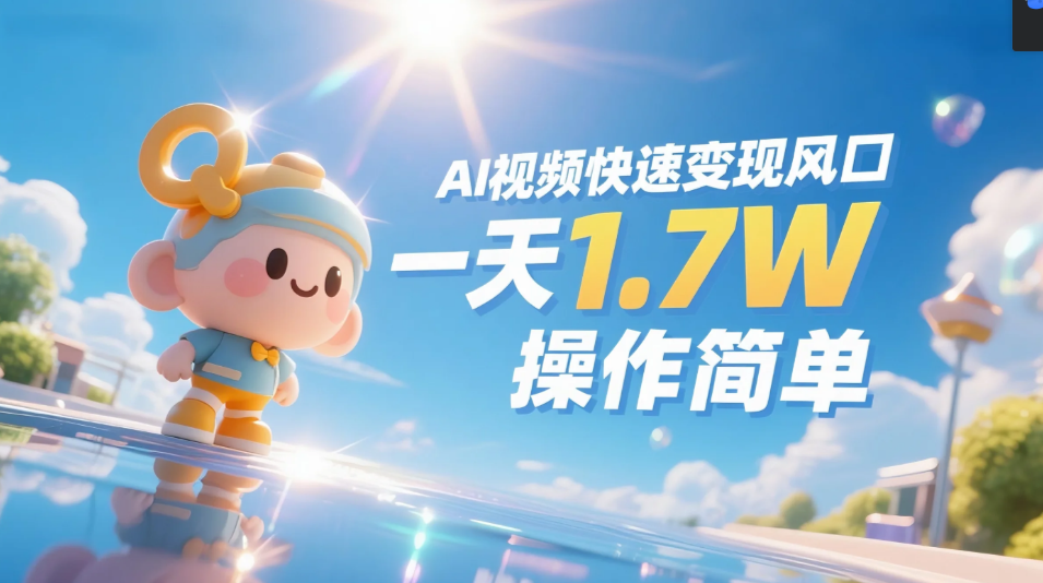《Ai视频变现风口，一天1.7W，收入无上限，操作简单》泓锦前程-网创项目资源站-副业项目-创业项目-搞钱项目泓锦前程