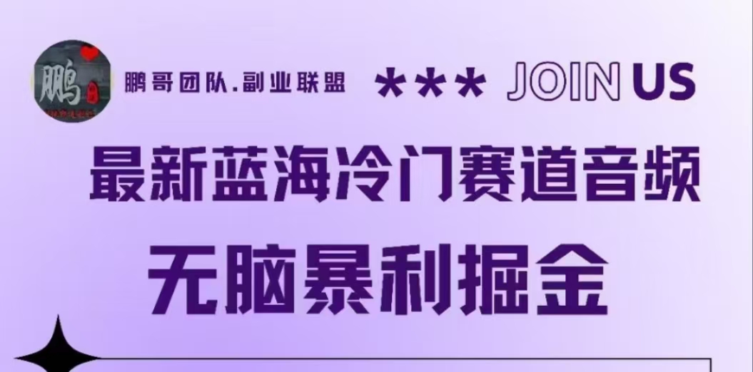 最新蓝海冷门赛道音频，无脑暴利掘金泓锦前程-网创项目资源站-副业项目-创业项目-搞钱项目泓锦前程