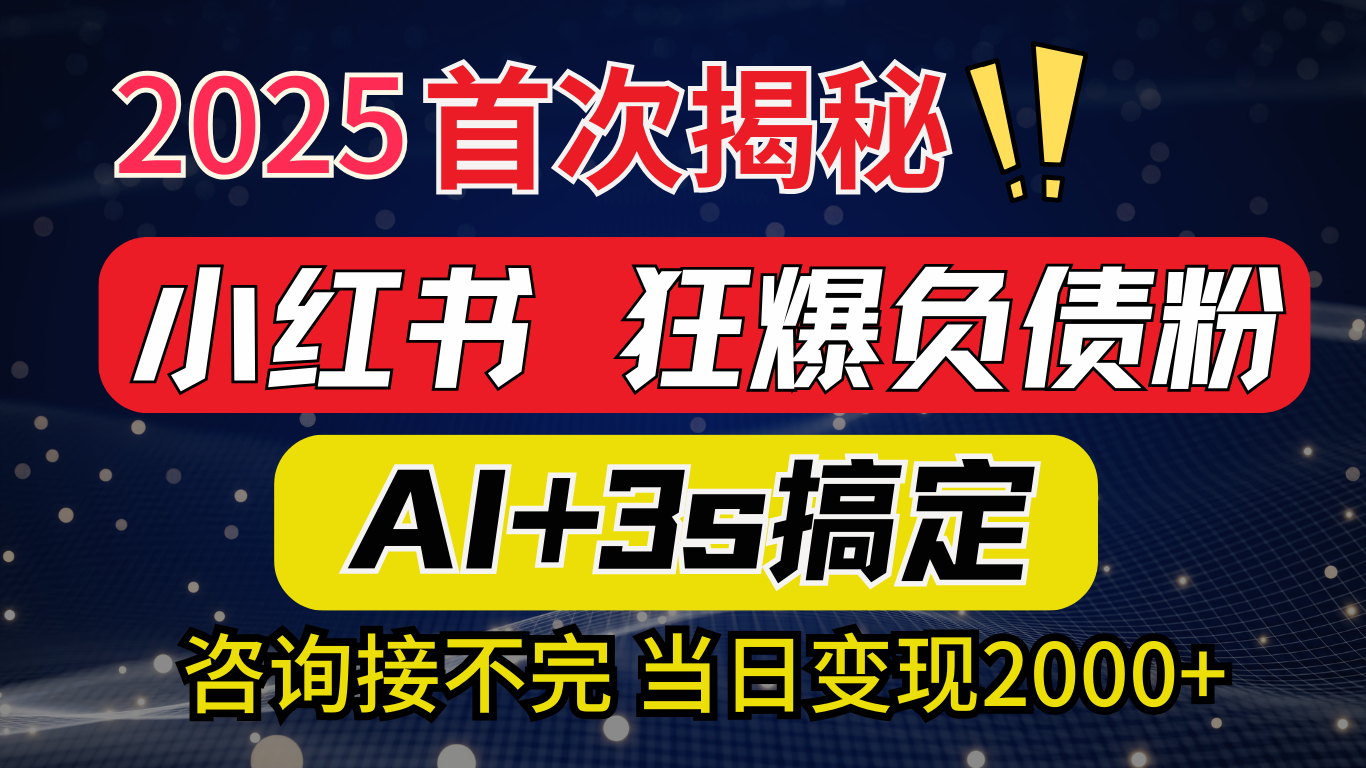 2025引流天花板：最新小红书狂暴负债粉思路，咨询接不断，当日入2000+泓锦前程-网创项目资源站-副业项目-创业项目-搞钱项目泓锦前程
