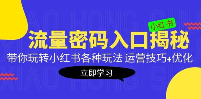 小红书流量密码入口揭秘：带你玩转小红书各种玩法 运营技巧+优化泓锦前程-网创项目资源站-副业项目-创业项目-搞钱项目泓锦前程