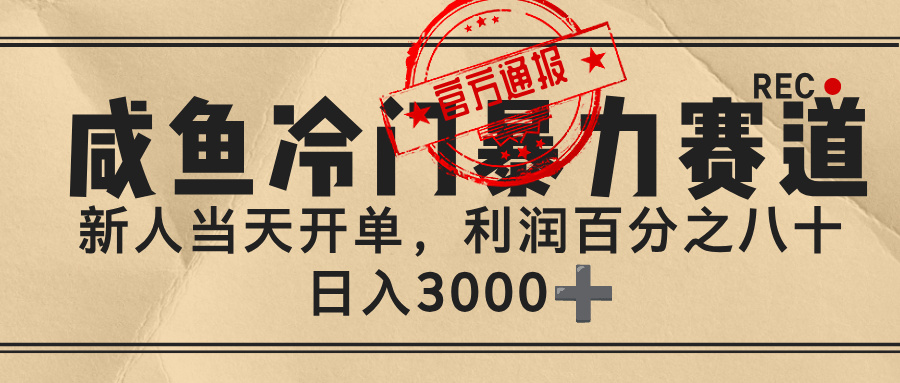 闲鱼，冷门暴力赛道，一单 80%利润，新人轻松日入 3000+泓锦前程-网创项目资源站-副业项目-创业项目-搞钱项目泓锦前程