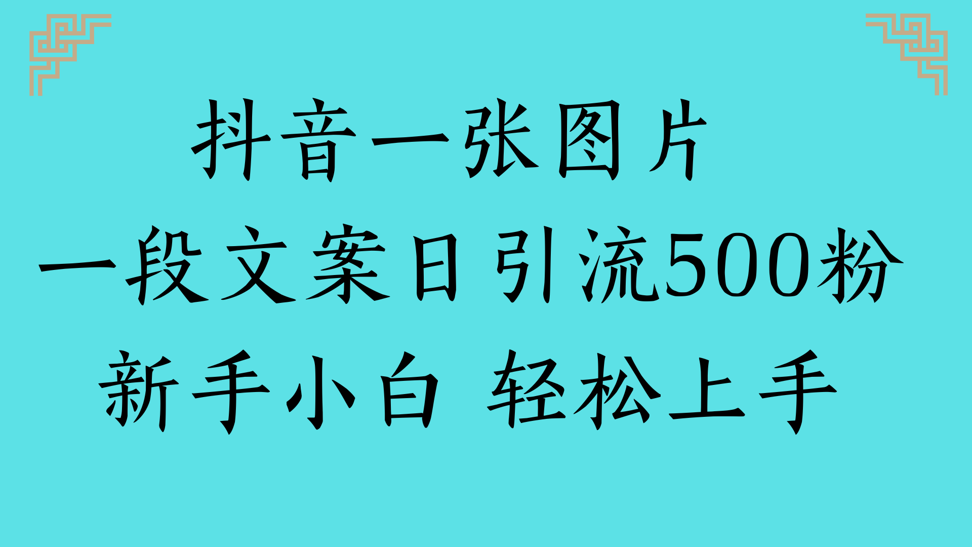 抖音一张图片 一段文案日引流500粉新手小白 轻松上手泓锦前程-网创项目资源站-副业项目-创业项目-搞钱项目泓锦前程