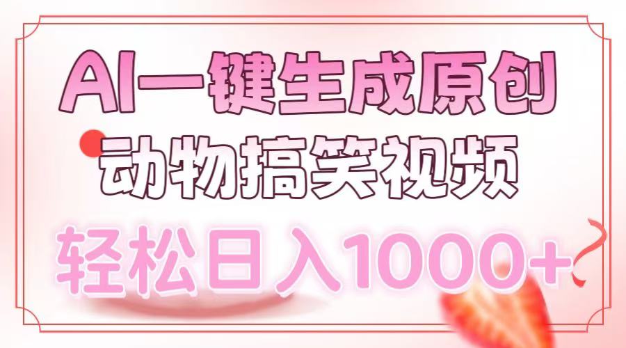 AI一键生成原创动物搞笑视频，轻松日入1000+泓锦前程-网创项目资源站-副业项目-创业项目-搞钱项目泓锦前程