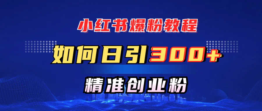 小红书爆粉教程，如何日引300+创业粉，快速实现精准变现！泓锦前程-网创项目资源站-副业项目-创业项目-搞钱项目泓锦前程