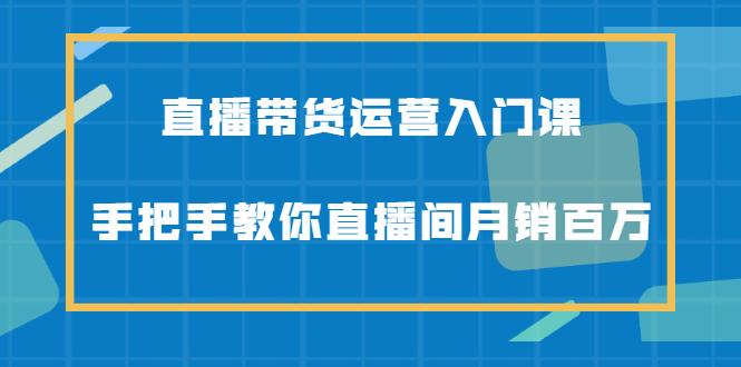 直播带货运营入门课，手把手教你直播间月销百万泓锦前程-网创项目资源站-副业项目-创业项目-搞钱项目泓锦前程