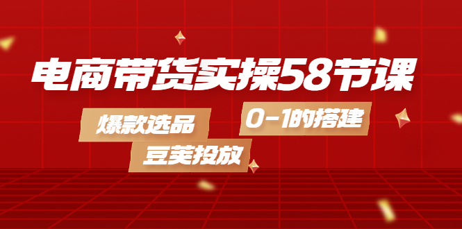 电商带货实操58节课，爆款选品，豆荚投放，0-1的搭建泓锦前程-网创项目资源站-副业项目-创业项目-搞钱项目泓锦前程