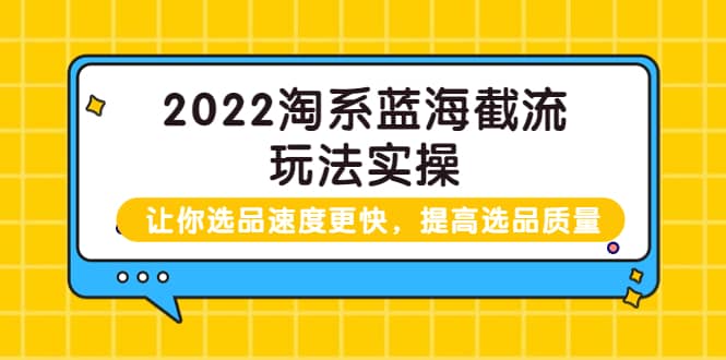 2022淘系蓝海截流玩法实操：让你选品速度更快，提高选品质量（价值599）泓锦前程-网创项目资源站-副业项目-创业项目-搞钱项目泓锦前程
