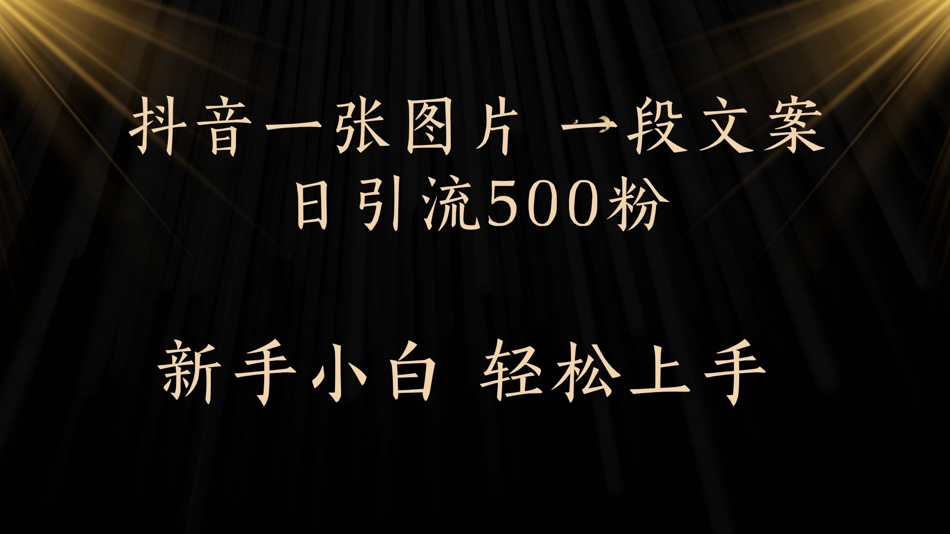 每天2分钟，抖音一张图片 一段文案日引流500粉泓锦前程-网创项目资源站-副业项目-创业项目-搞钱项目泓锦前程