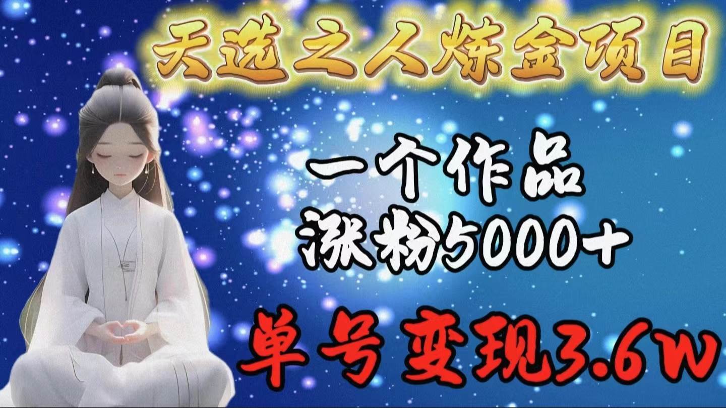 天选之人炼金项目，一个作品涨粉5000+，单号变现3.6w泓锦前程-网创项目资源站-副业项目-创业项目-搞钱项目泓锦前程