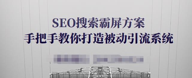 SEO搜索霸屏方案，手把手教你打造被动引流系统【视频课程】泓锦前程-网创项目资源站-副业项目-创业项目-搞钱项目泓锦前程