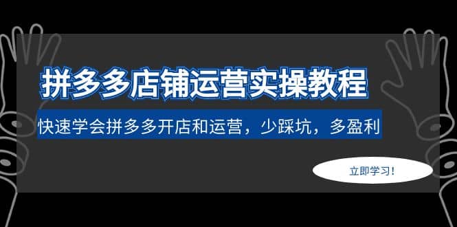 拼多多店铺运营实操教程：快速学会拼多多开店和运营，少踩坑，多盈利泓锦前程-网创项目资源站-副业项目-创业项目-搞钱项目泓锦前程