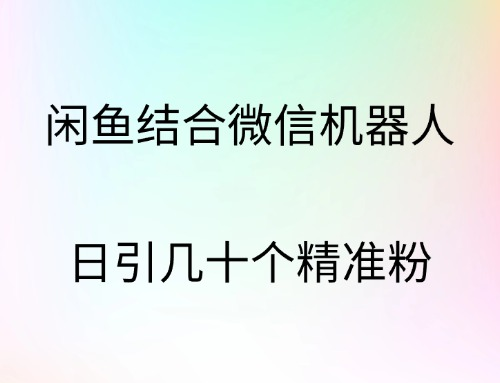 闲鱼结合微信机器人，日引几十个精准粉泓锦前程-网创项目资源站-副业项目-创业项目-搞钱项目泓锦前程